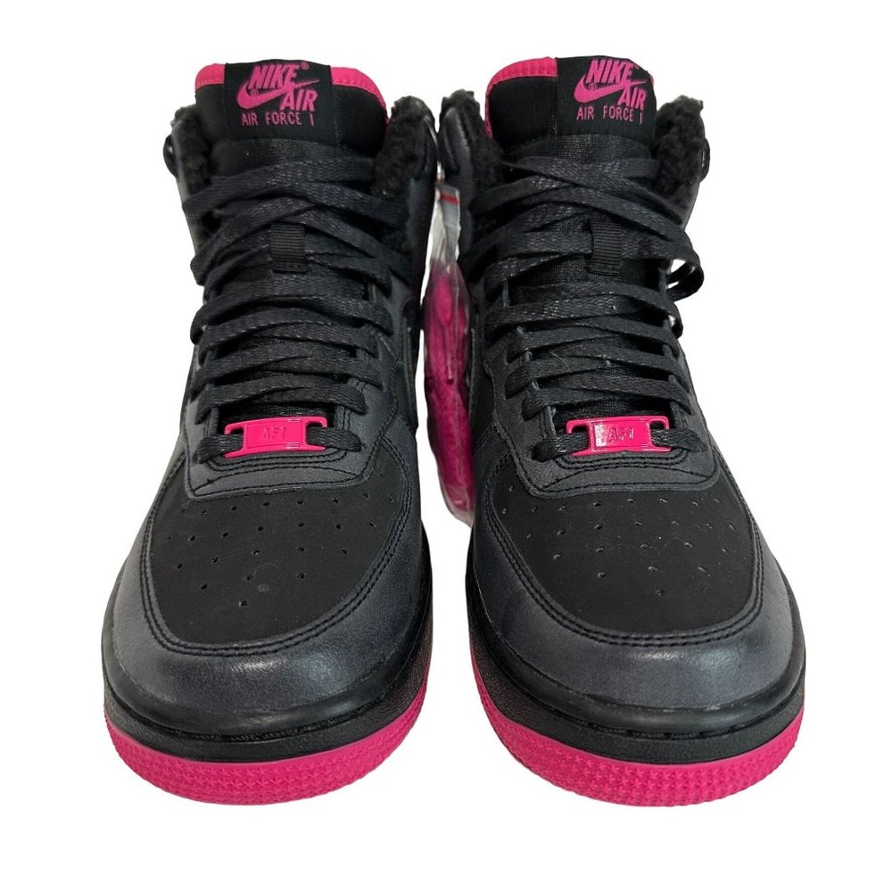 Nike AIR FORCE 1 High LV8 GS Sneakers 807627-006 Black Pink Shoes 5Y EXTRA Laces - Picture 7 of 11